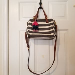 Fossil Neutral Stripe Crossbody Bag
